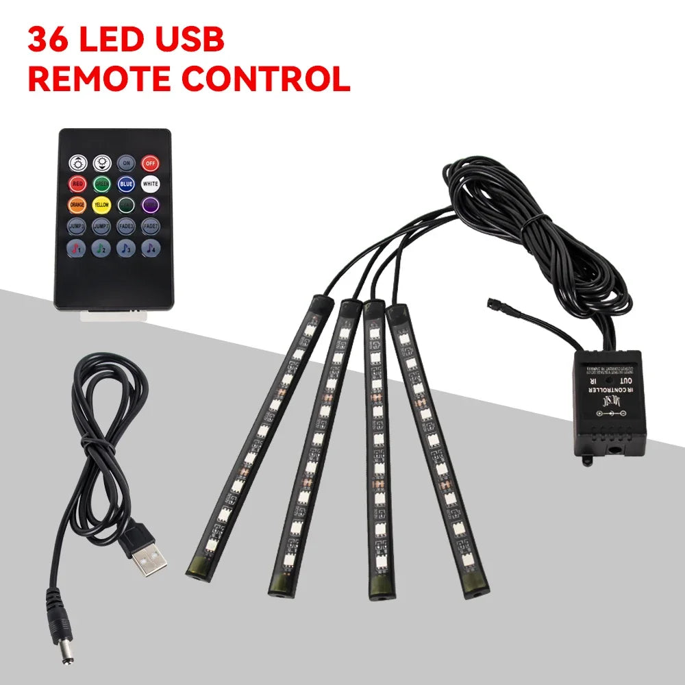 Néon LED Pieds Voiture 36/48/72 LED - Ambiance RGB avec Télécommande et Application