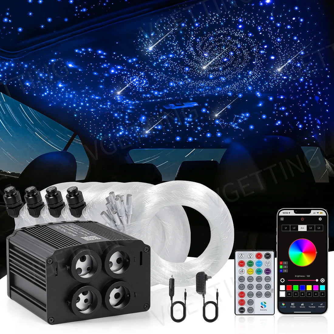 Plafonnier Météores RGBW 4 Ports - Ciel Étoilé LED avec Application et Télécommande