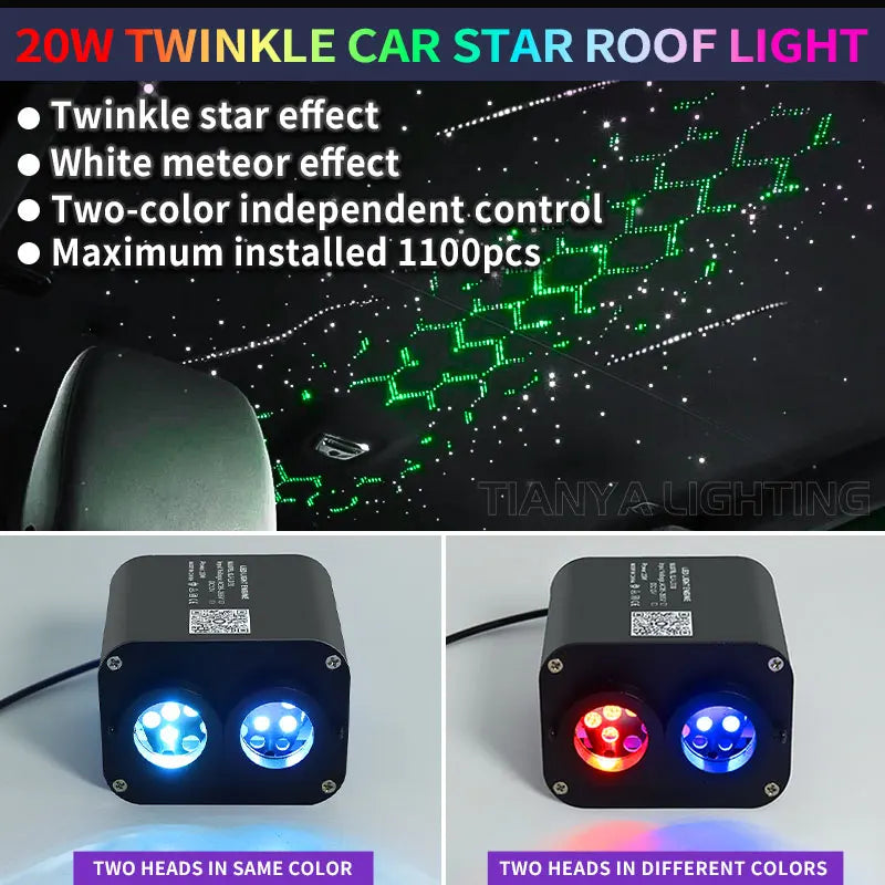 Plafonnier LED Ciel Étoilé 20W à Fibre Optique - Effet Météores et Musique