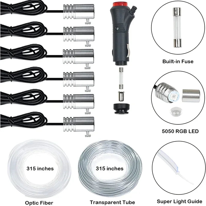 Ruban Néon EL Flexible RGB 12V pour Voiture - Éclairage Intérieur avec Application