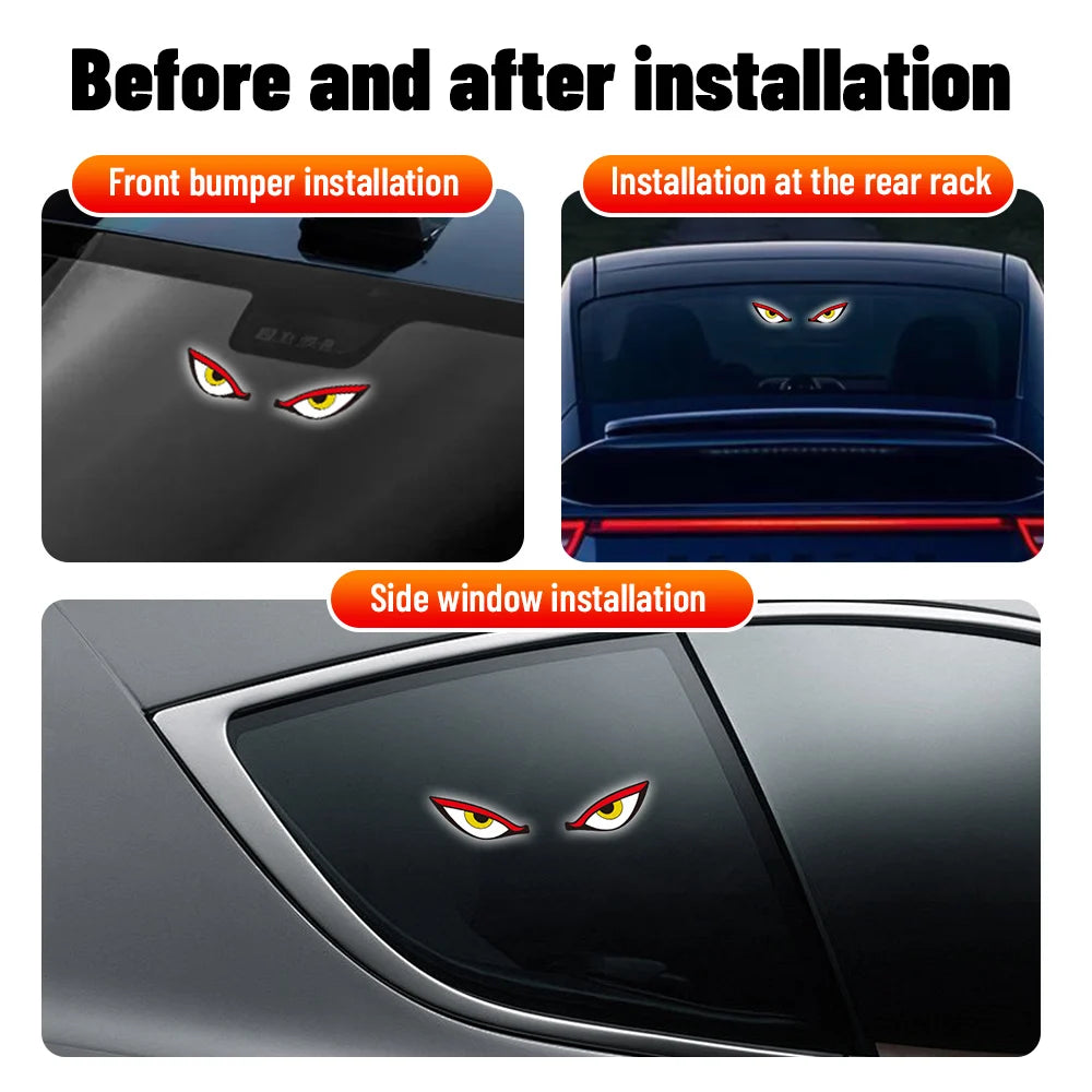 Néon LED Solaire Voiture "Demon Eye" - Sans Fil, Rechargeable USB