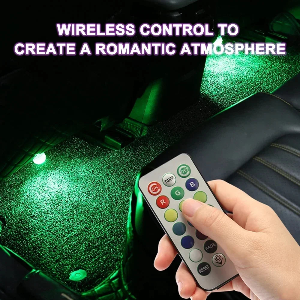 Néon LED Adhésif Sans Fil pour Voiture - Télécommande, Ambiance Toit et Pieds