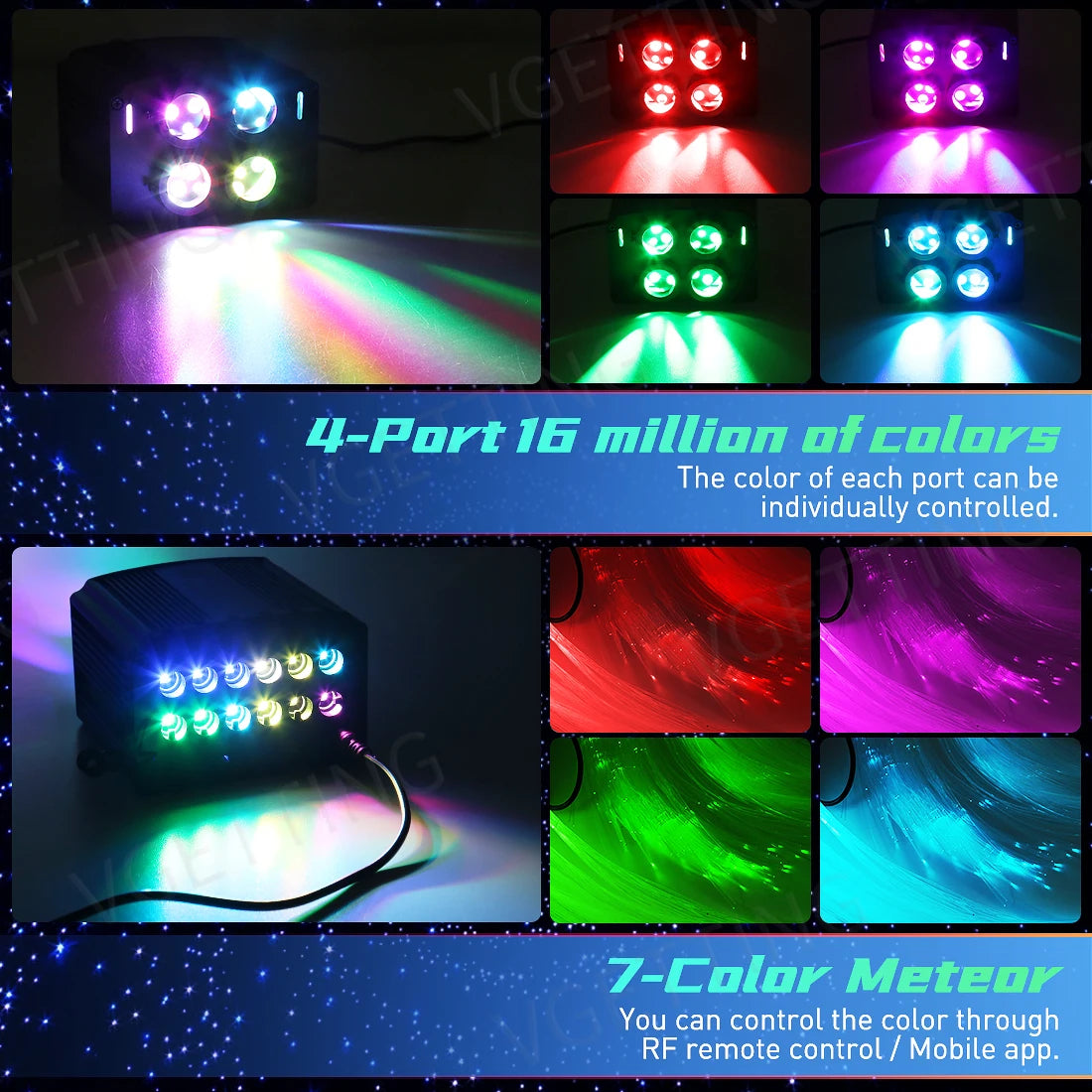 Plafonnier Météores RGBW 4 Ports - Ciel Étoilé LED avec Application et Télécommande
