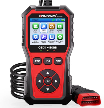 KONNWEI Valise Diagnostic Auto Multimarque OBD2, OBD2 Diagnostic Français, Valise Voiture Diagnostic Francais, Lecteur de Codes de Panne Moteur, pour Tous Les VéHicules OBDII AprèS 2003