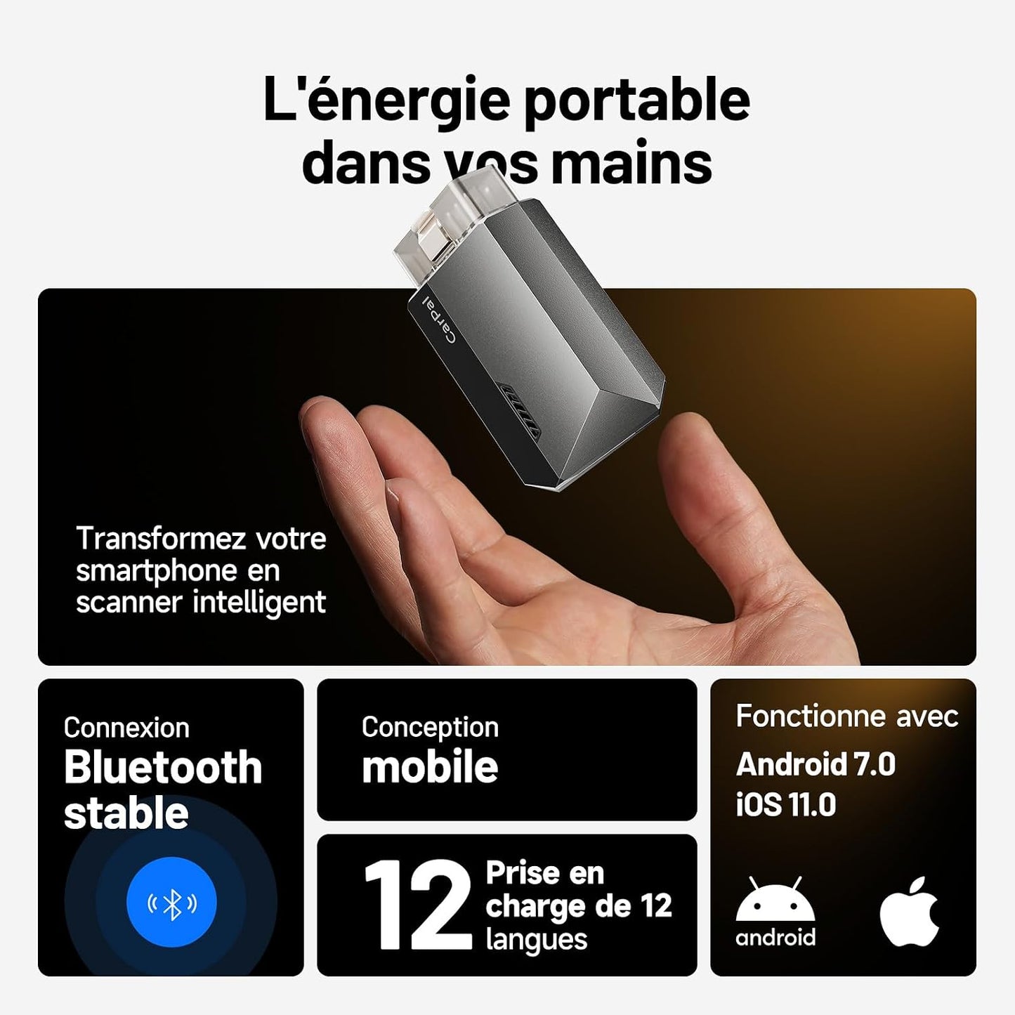 TOPDON Carpal-A Bluetooth Valise Diagnostic Auto pour iOS et Android