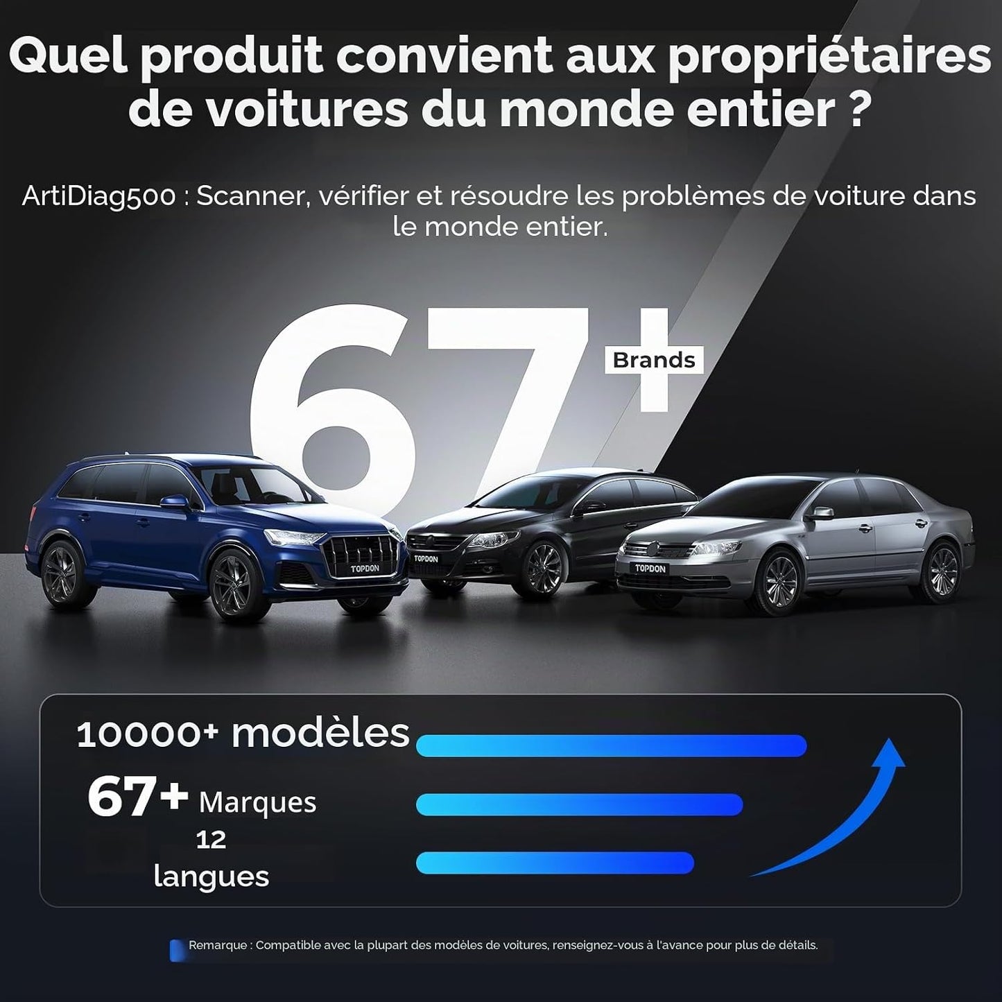 TOPDON AD500 Valise Diagnostic Auto AVCE 4 systèmes et 6 Réinitialisation