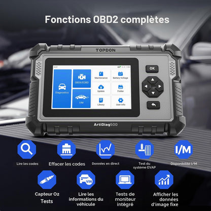 TOPDON AD500 Valise Diagnostic Auto AVCE 4 systèmes et 6 Réinitialisation