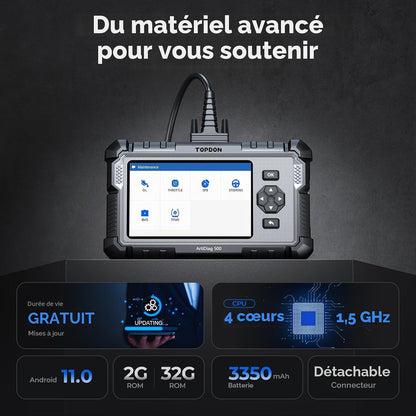 TOPDON AD500 Valise Diagnostic Auto AVCE 4 systèmes et 6 Réinitialisation