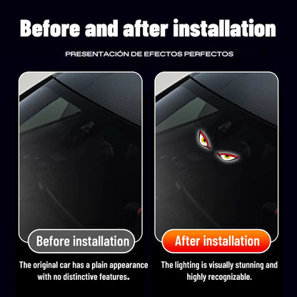 Néon LED Solaire Voiture "Demon Eye" - Sans Fil, Rechargeable USB