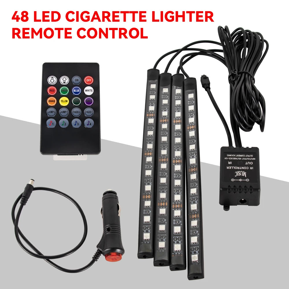 Néon LED Pieds Voiture 36/48/72 LED - Ambiance RGB avec Télécommande et Application