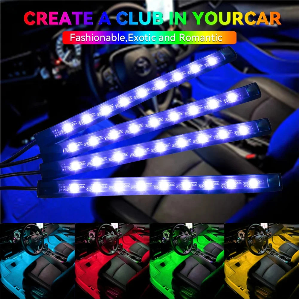 Néon LED Pieds Voiture 36/48/72 LED - Ambiance RGB avec Télécommande et Application
