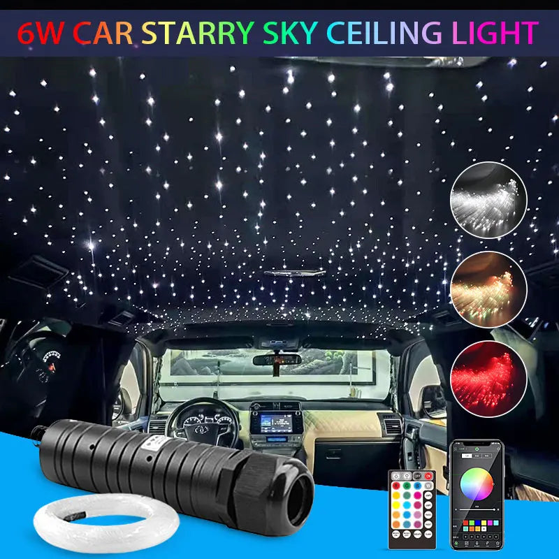 Plafonnier Ciel Étoilé LED 6W à Fibre Optique - Décoration Toit Habitacle