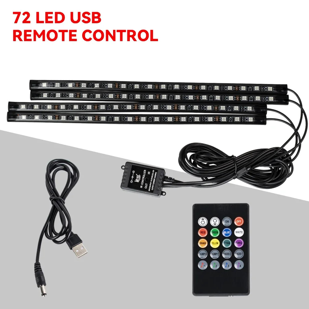 Néon LED Pieds Voiture 36/48/72 LED - Ambiance RGB avec Télécommande et Application