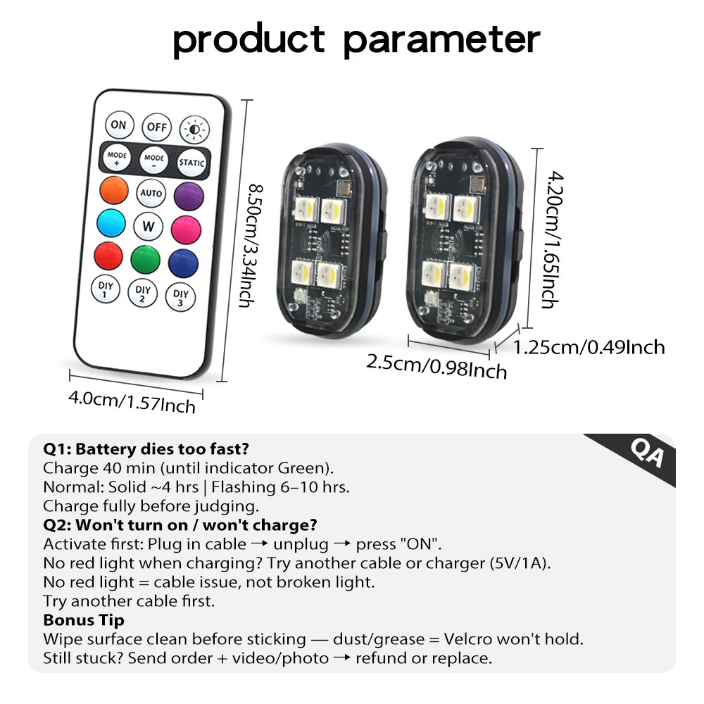 Lot de Stroboscopes LED sans Fil pour Voiture - Éclairage d&