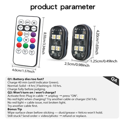Lot de Stroboscopes LED sans Fil pour Voiture - Éclairage d&