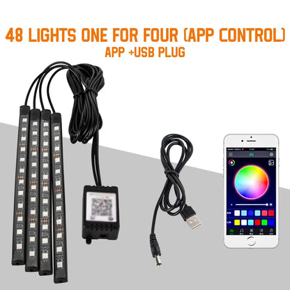 Néon LED Pieds Voiture 36/48/72 LED - Ambiance RGB avec Télécommande et Application