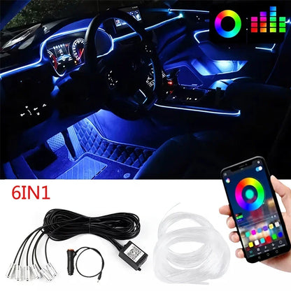 Ruban Néon EL Flexible RGB 12V pour Voiture - Éclairage Intérieur avec Application