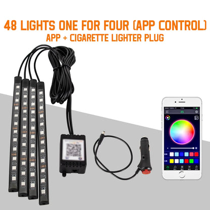 Néon LED Pieds Voiture 36/48/72 LED - Ambiance RGB avec Télécommande et Application