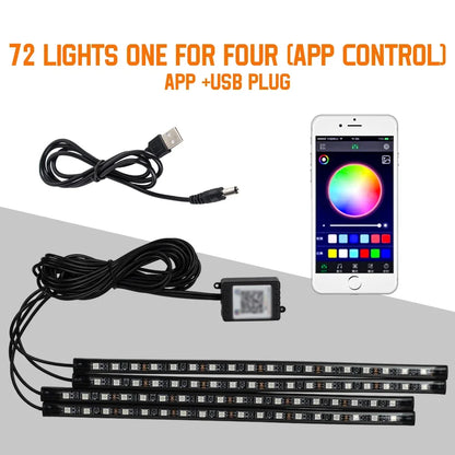 Néon LED Pieds Voiture 36/48/72 LED - Ambiance RGB avec Télécommande et Application