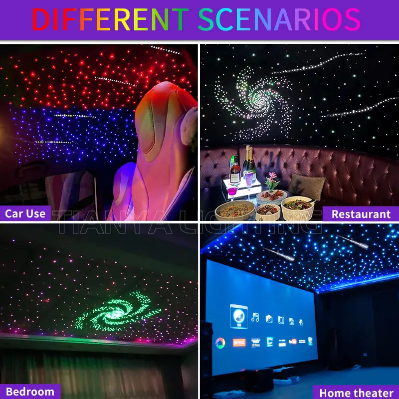Plafonnier LED Ciel Étoilé 20W à Fibre Optique - Effet Météores et Musique