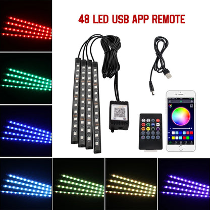 Néon LED Pieds Voiture 36/48/72 LED - Ambiance RGB avec Télécommande et Application