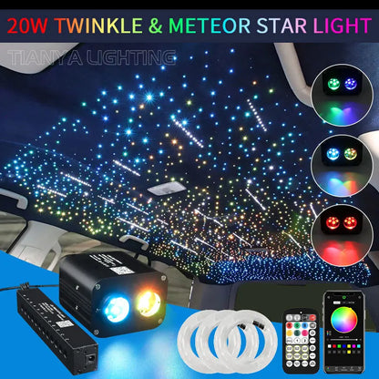 Plafonnier LED Ciel Étoilé 20W à Fibre Optique - Effet Météores et Musique