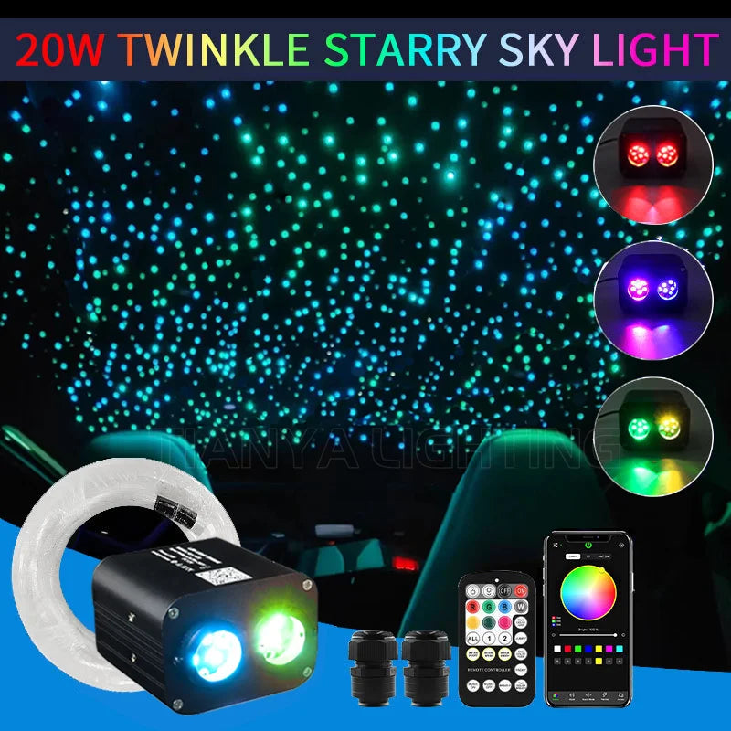 Plafonnier Ciel Étoilé LED 20W à Fibre Optique - Double Tête Indépendante