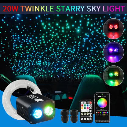 Plafonnier Ciel Étoilé LED 20W à Fibre Optique - Double Tête Indépendante