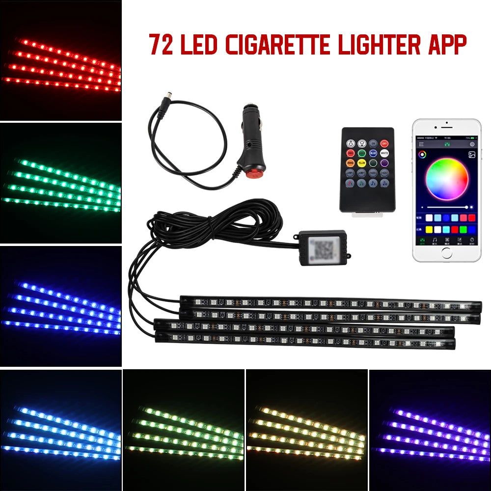 Néon LED Pieds Voiture 36/48/72 LED - Ambiance RGB avec Télécommande et Application