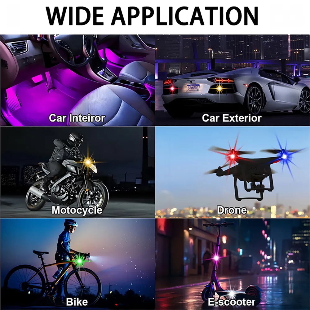 Kit LED Rechargeable pour Voiture - Lumière RGB avec Télécommande, Multi-usages