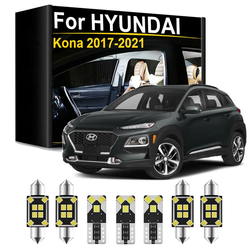 Kit LED Intérieur pour Hyundai Kona (2017-2021) - Canbus Plafonnier Coffre Plaque