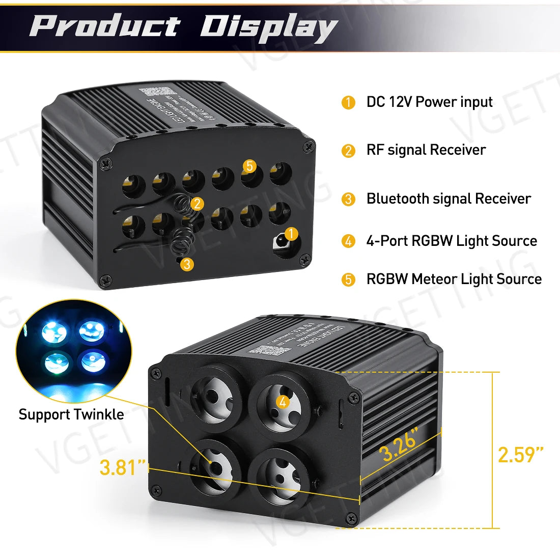 Plafonnier Météores RGBW 4 Ports - Ciel Étoilé LED avec Application et Télécommande