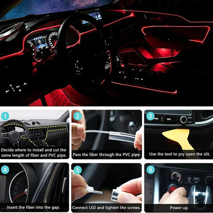 Ruban Néon EL Flexible RGB 12V pour Voiture - Éclairage Intérieur avec Application