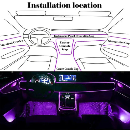 Ruban Néon EL Flexible RGB 12V pour Voiture - Éclairage Intérieur avec Application