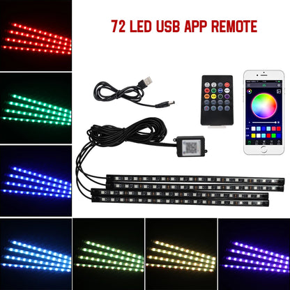 Néon LED Pieds Voiture 36/48/72 LED - Ambiance RGB avec Télécommande et Application
