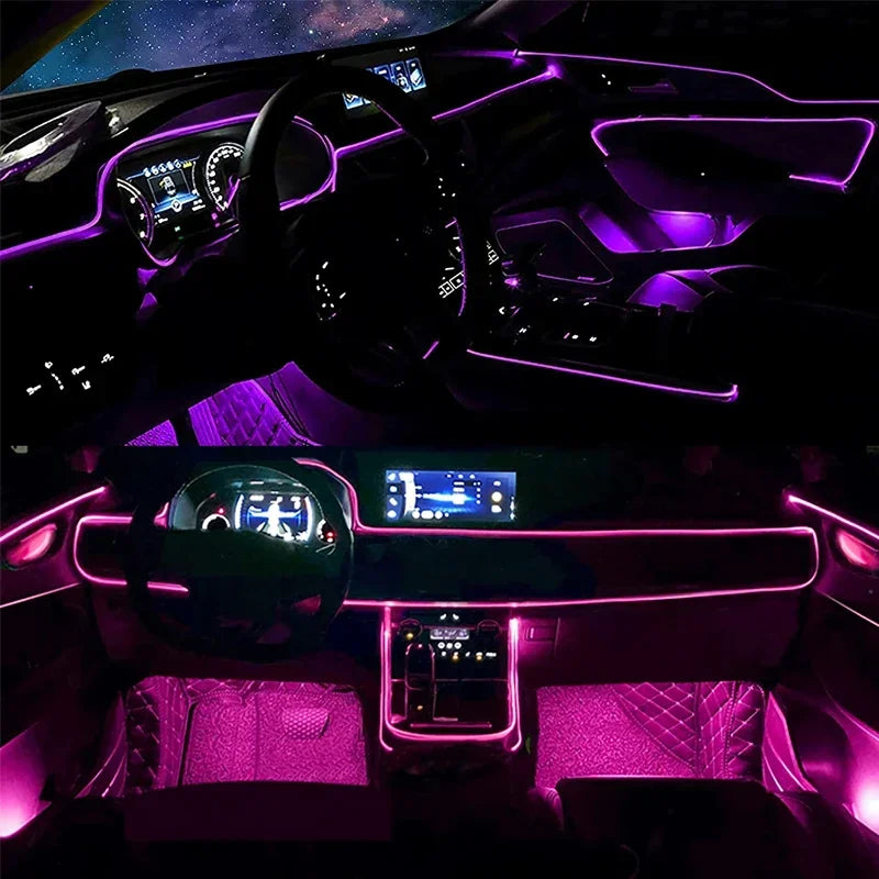 Ruban Néon EL Flexible RGB 12V pour Voiture - Éclairage Intérieur avec Application